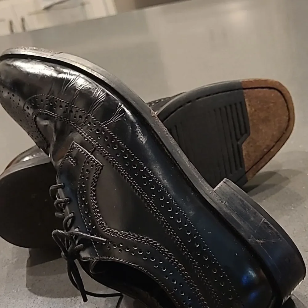 Nunn Bush sz 9M mens dress leather flex shoes, wing Tip, black